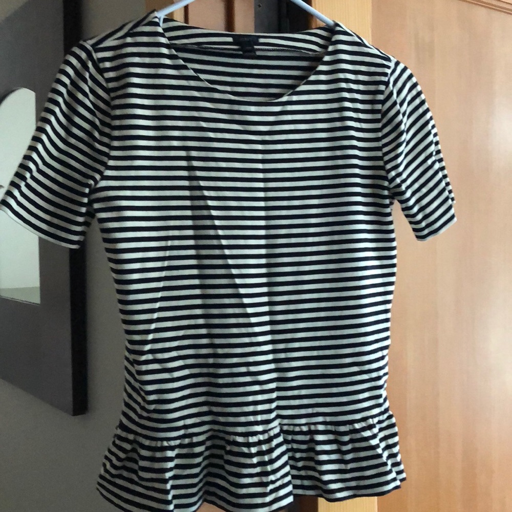 J crew striped black and white peplum top
